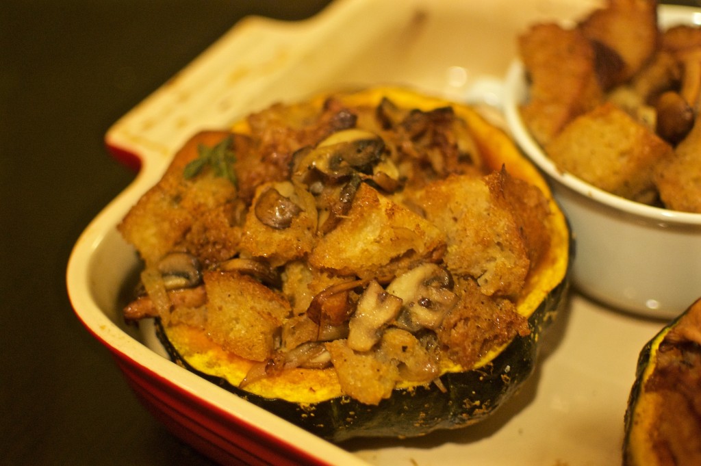 Nosherium Thanksgiving Mushroom Stuffing-Stuffed Kabocha Squash