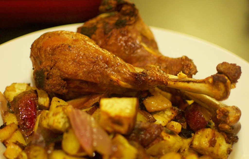 Nosherium Tea Brined Turkey with Roasted Purple Vegetables