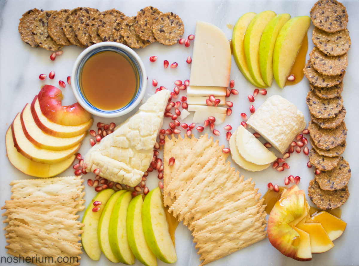 Rosh Hashanah Cheese Board With Apples And Honey Nosherium