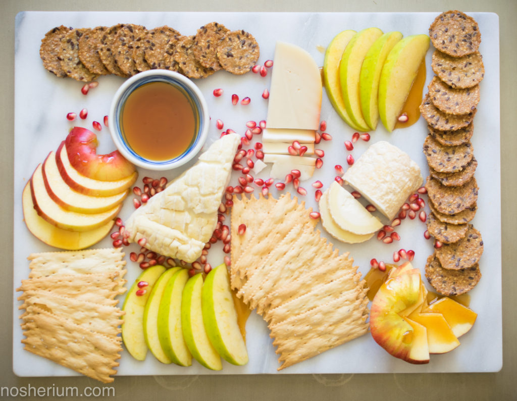 Nosherium Rosh HaShanah Cheese Plate with Nude Bee Buckwheat Honey