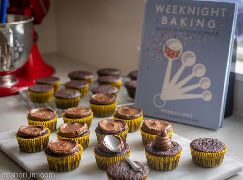 Nosherium Olive Oil Chocolate Cupcakes #WeeknightBakingBook Book Mixer